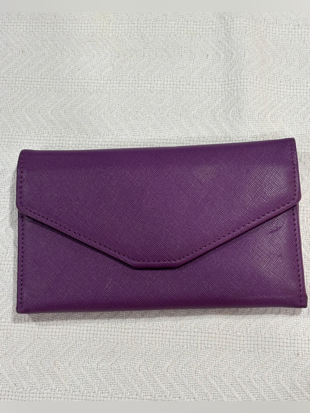 Saffiano Purple Envelope Wallet Clutch - Picture 2 of 8